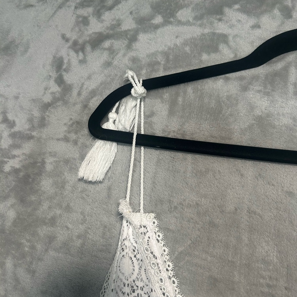 Serra Lace See Through Swim Coverup Dress Women’s Large White Tie Straps - Picture 6 of 9